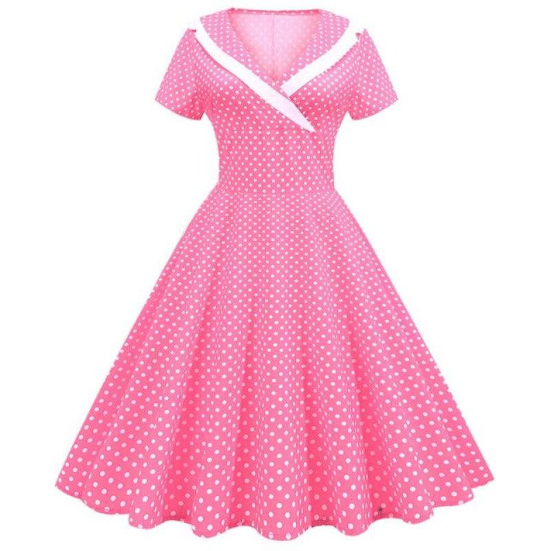 Polka Dot Short Sleeve Vintage A-line Dress - http://chicboutique.com.au