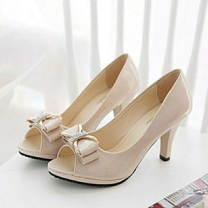 Peep Toe Crystal Bow Pumps - http://chicboutique.com.au