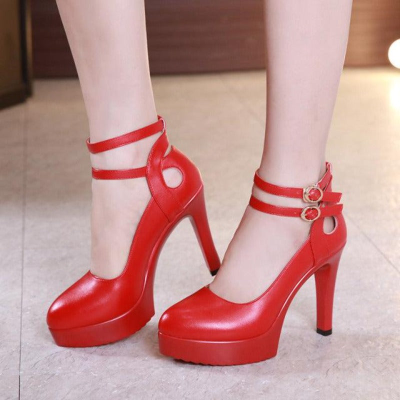 Platform Double Ankle Strap High Heel Pumps - http://chicboutique.com.au