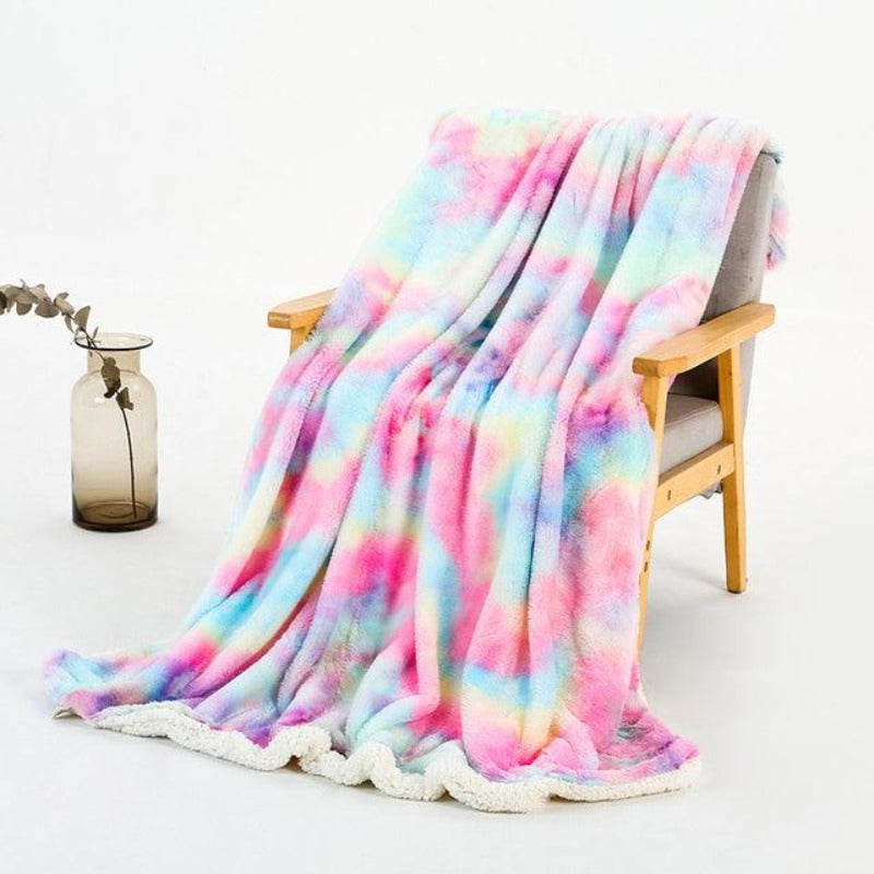 Rainbow Double-sided Plush Blanket - http://chicboutique.com.au