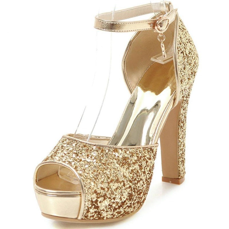 Peep Toe Thick Heel Platform Sandals - http://chicboutique.com.au