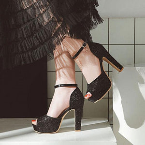 Peep Toe Thick Heel Platform Sandals - http://chicboutique.com.au