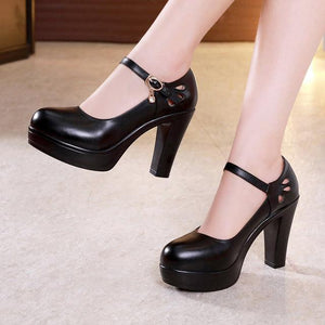 Big Size Round Toe Block Platform High Heels | http://chicboutique.com.au