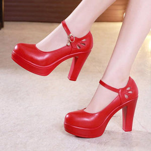 Big Size Round Toe Block Platform High Heels | http://chicboutique.com.au