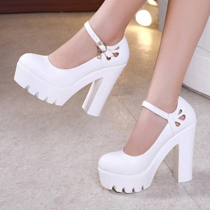 Big Size Round Toe Block Platform High Heels | http://chicboutique.com.au