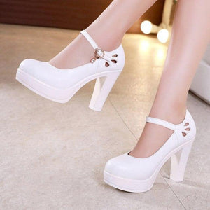 Big Size Round Toe Block Platform High Heels | http://chicboutique.com.au