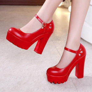 Big Size Round Toe Block Platform High Heels | http://chicboutique.com.au