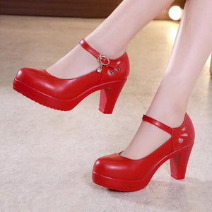 Big Size Round Toe Block Platform High Heels | http://chicboutique.com.au