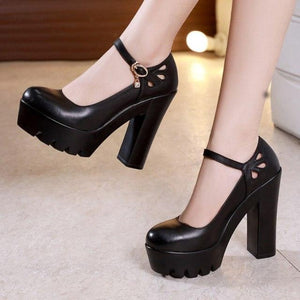 Big Size Round Toe Block Platform High Heels | http://chicboutique.com.au