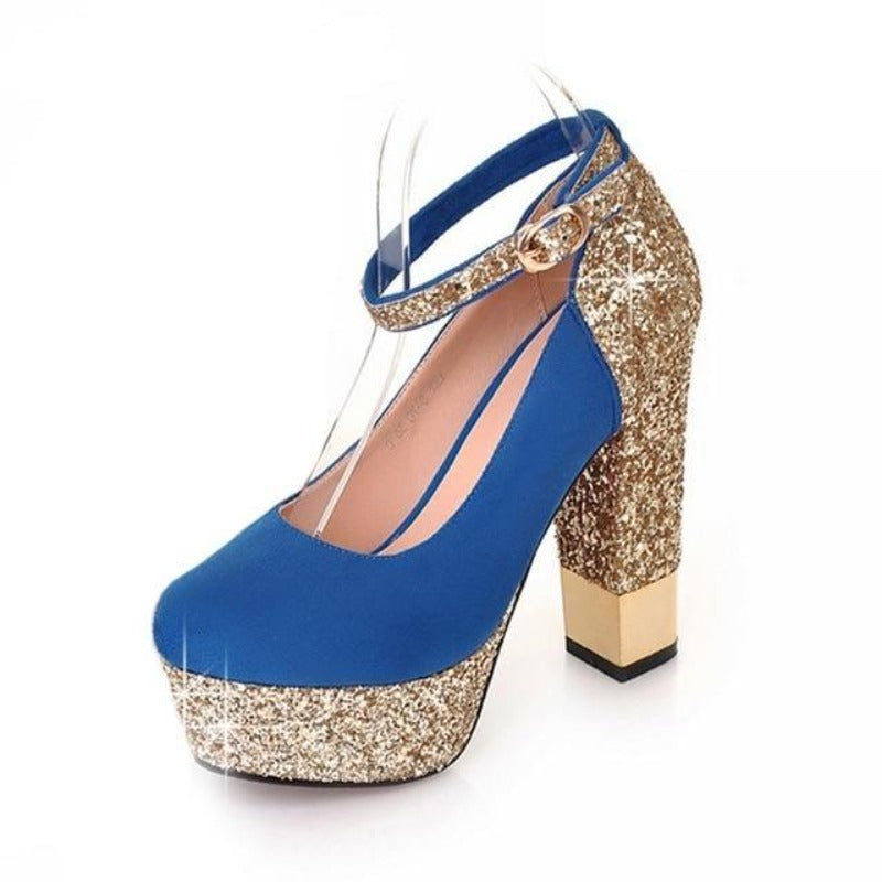 Square Heel with Ankle Strap High Heel Pumps - http://chicboutique.com.au