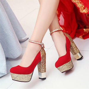 Square Heel with Ankle Strap High Heel Pumps - http://chicboutique.com.au