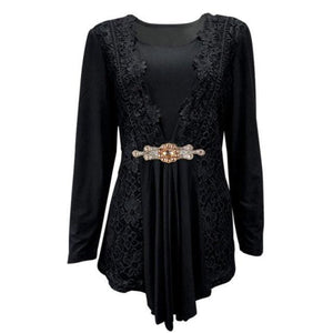 Elegant Rhinestone Lace Tunic Top - http://chicboutique.com.au