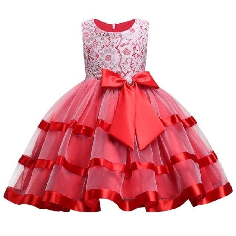 Flower Girl with Bow Knee Length Dress - http://chicboutique.com.au