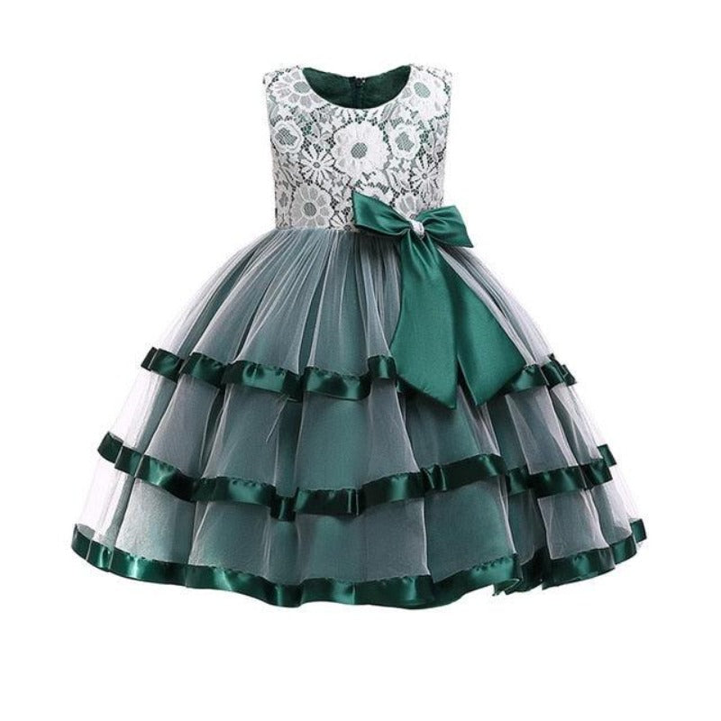 Flower Girl with Bow Knee Length Dress - http://chicboutique.com.au