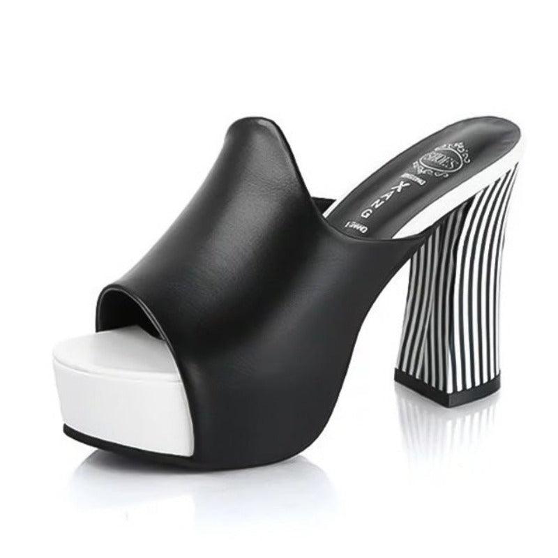 Platform High Heel Peep toe Slip on Sandals - http://chicboutique.com.au