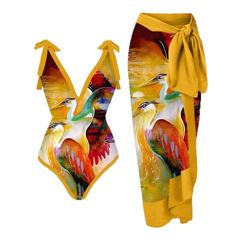 Vintage Print One-Piece Swimsuit and Matching Cover Up - http://chicboutique.com.au