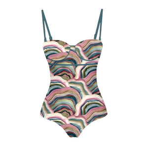 Abstract Print One Piece Swimsuit and Matching Cover Up - http://chicboutique.com.au