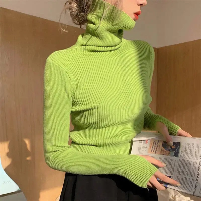 Turtleneck Slim Soft Knit Sweater