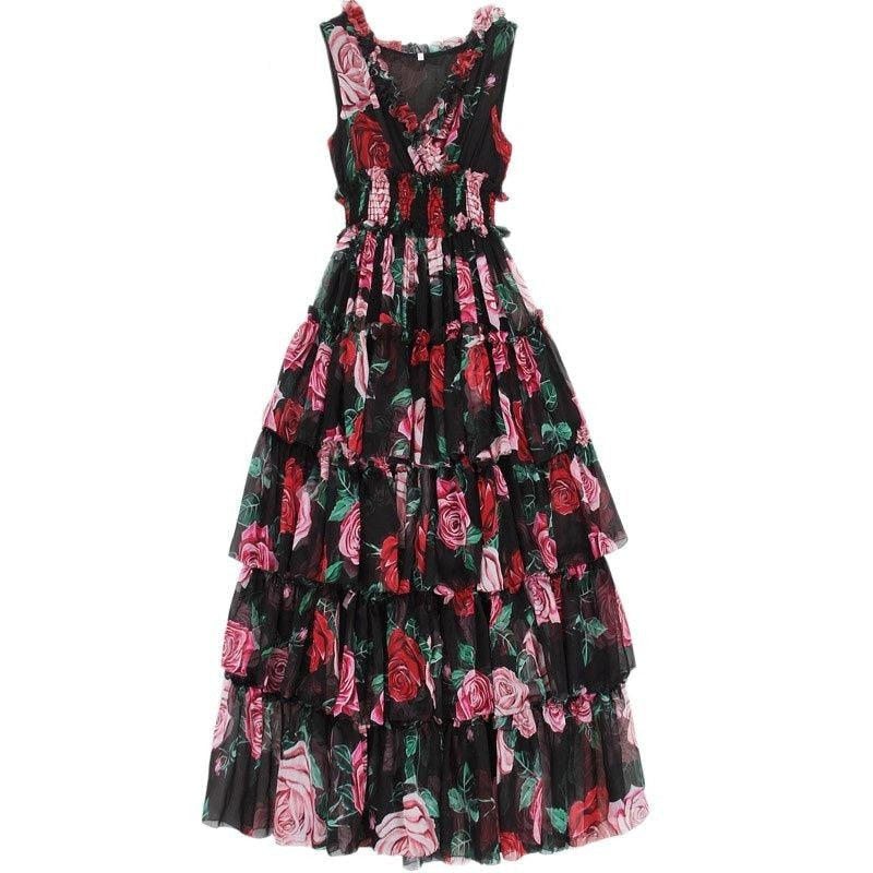 Fashion Designer Floral Print Elastic Waist Dress - http://chicboutique.com.au