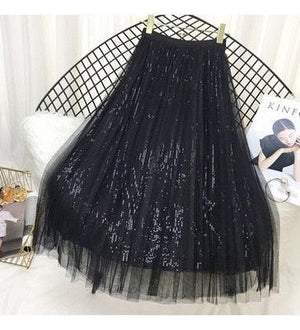 Sequinned Pleated A Line Skirt - http://chicboutique.com.au
