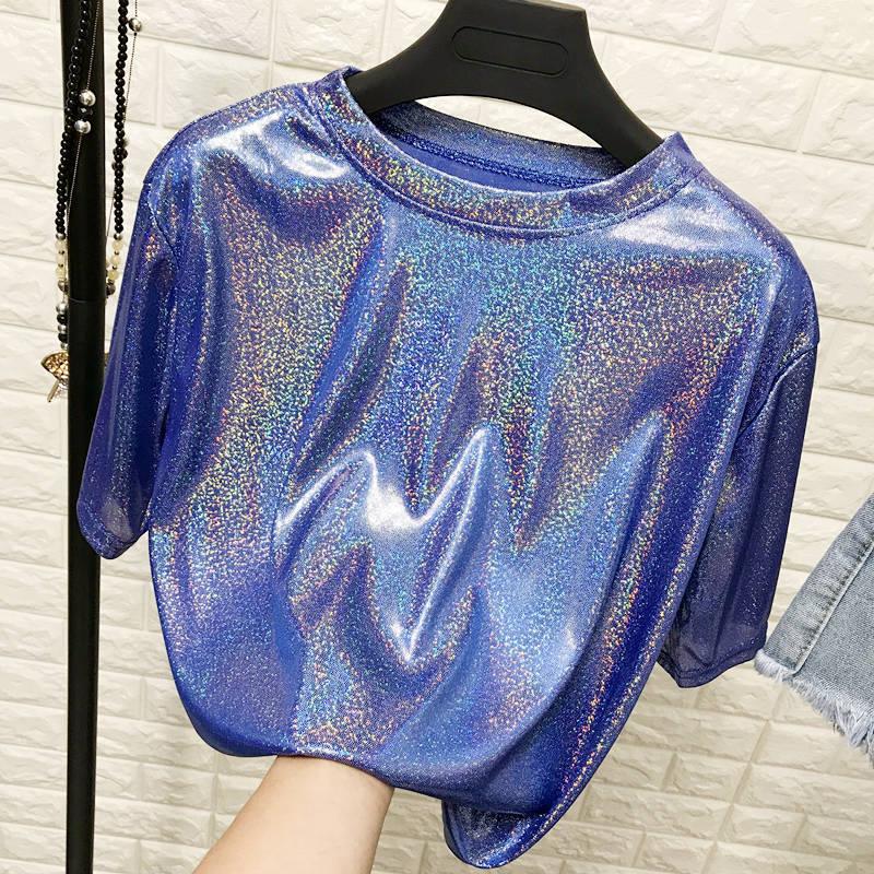 Retro Style Shiny Loose Short Sleeve T-shirt - http://chicboutique.com.au