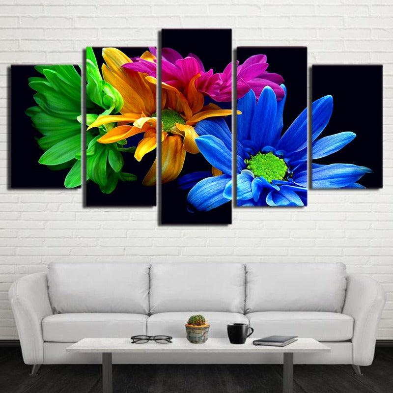 HD Printed 5 Piece Canvas Colourful Flowers Wall Art | http://chicboutique.com.au