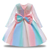 Long Sleeve Colourful Girls Party Dress