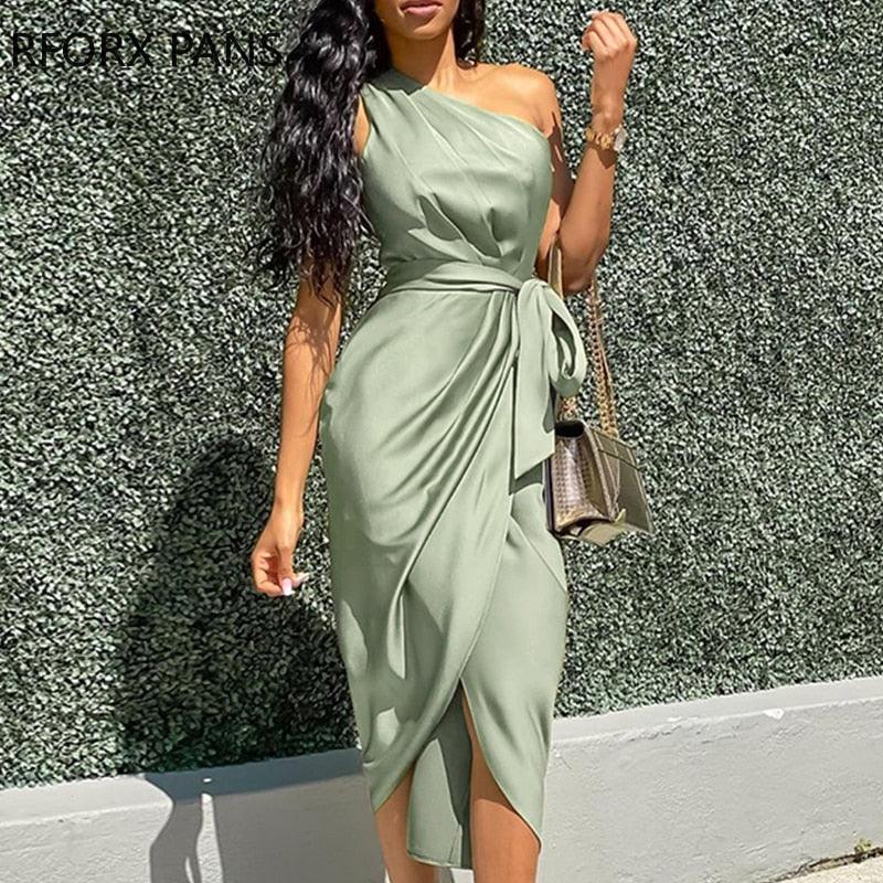 One Shoulder Ruched Dress - http://chicboutique.com.au