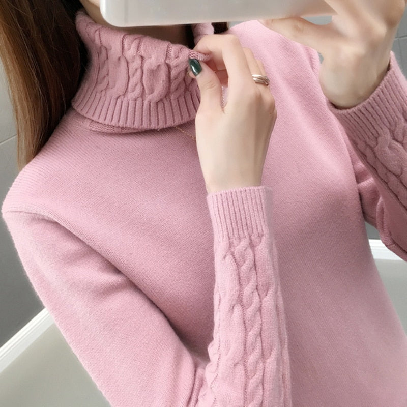 Knitted Turtleneck Long Sleeve Sweater