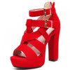 Cross Tied Platform Square Heel Sandals - http://chicboutique.com.au