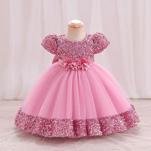 Girls Sequin Butterfly Sleeve Dress