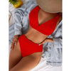 V-Neck Ribbed High Waist Bikini Set - http://chicboutique.com.au