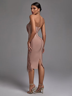 Tassel Bandage Strapless Body-con Elegant Dress - http://chicboutique.com.au