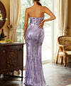 Purple Strapless Sequin Maxi Evening Dress - http://chicboutique.com.au