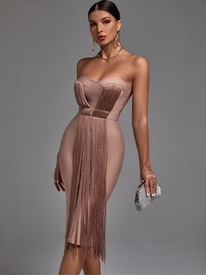 Tassel Bandage Strapless Body-con Elegant Dress - http://chicboutique.com.au