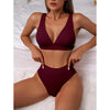 V-Neck Ribbed High Waist Bikini Set - http://chicboutique.com.au