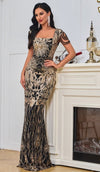 Square Collar Floor Length Evening Dress