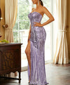 Purple Strapless Sequin Maxi Evening Dress - http://chicboutique.com.au