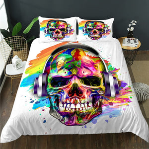 Skull Print Duvet Cover Set with Pillowcase - http://chicboutique.com.au