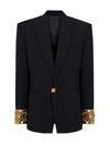 Gold Cufflinks One Button Mid Length Classic Fit Blazer