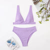 V-Neck Ribbed High Waist Bikini Set - http://chicboutique.com.au