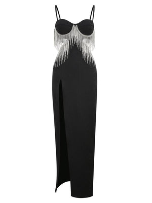 Tassel Maxi Luxury Body-con High Slit Evening Dress - http://chicboutique.com.au