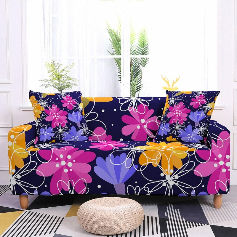 Floral Print 1/2/3/4 Seater Polyester Stretch Couch Cover