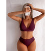 V-Neck Ribbed High Waist Bikini Set - http://chicboutique.com.au