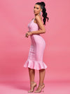 Pink Body-con Elegant Ribbed Evening Dress - http://chicboutique.com.au