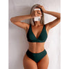 V-Neck Ribbed High Waist Bikini Set - http://chicboutique.com.au