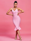 Pink Body-con Elegant Ribbed Evening Dress - http://chicboutique.com.au