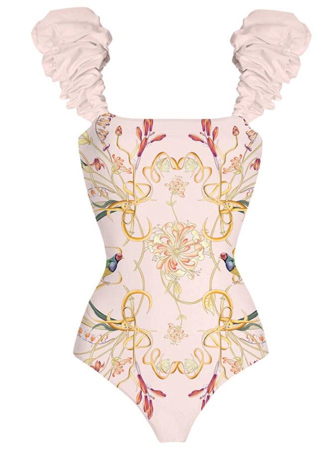 Floral Print One-Piece Swimsuit and Matching Cover Up - http://chicboutique.com.au