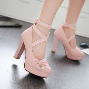 Square Heels Platform Mary Jane Elegant High Heel Pumps