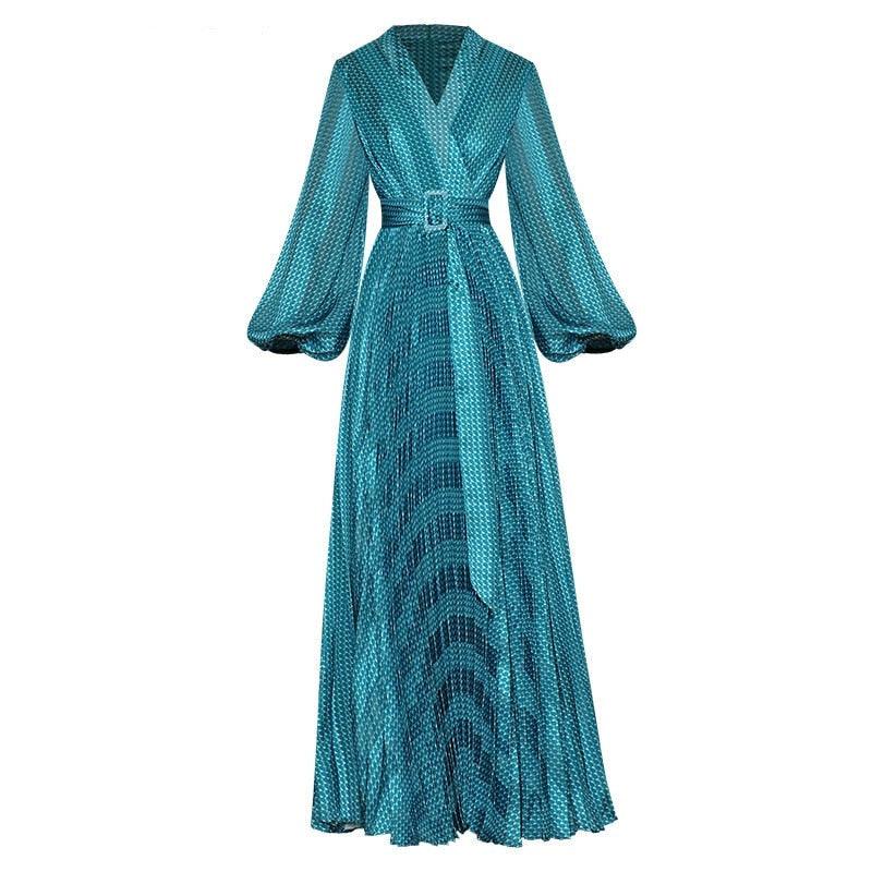 Lantern sleeve Elegant Pleated Evening Dress - http://chicboutique.com.au